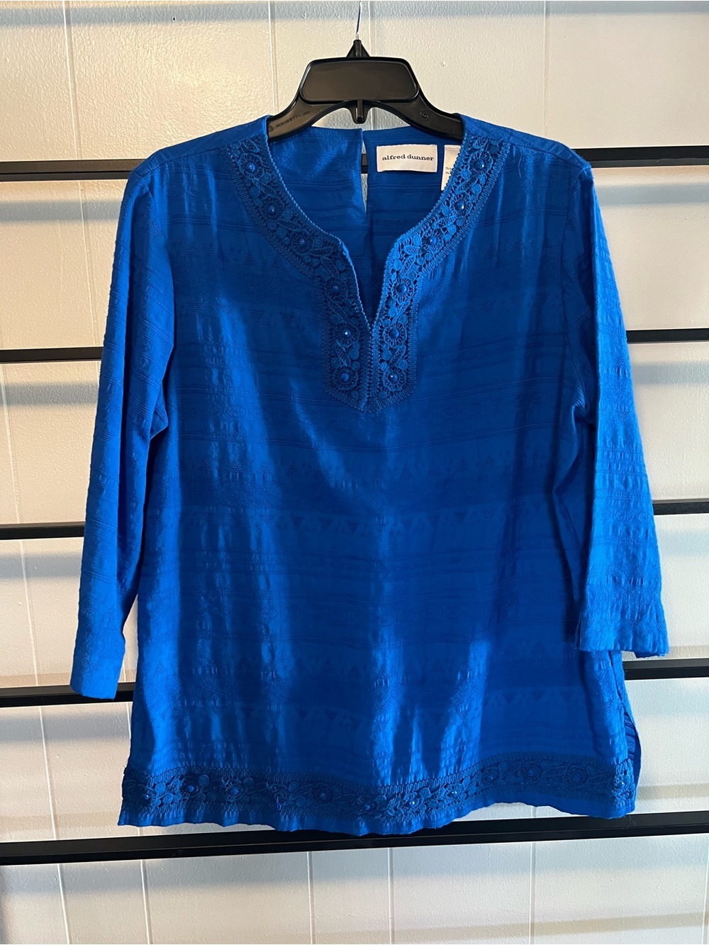 Alfred Dunner Women's Royal Blue Embroidered Tunic Top, Size 14, B2